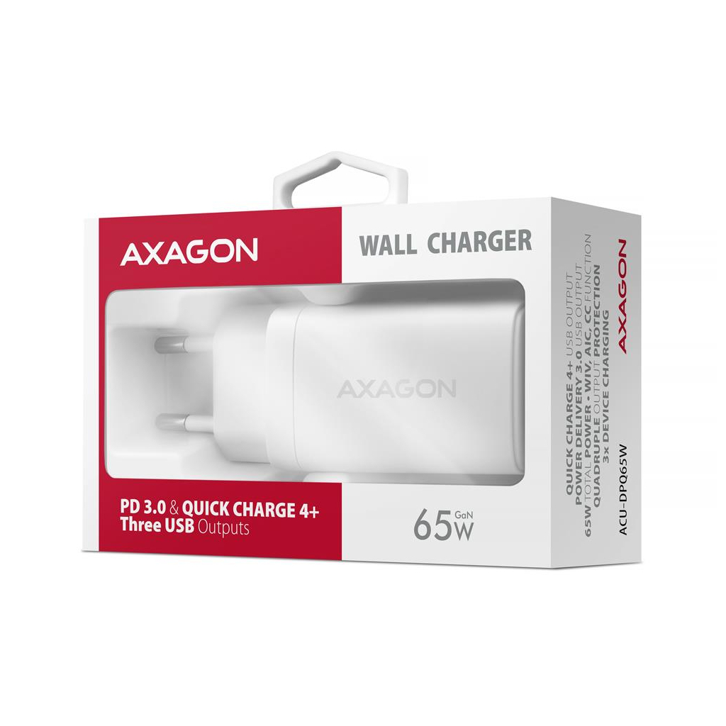 Зарядний пристрій AXAGON 1xUSB + 2xUSB-C 65W QC4+ PD3.0 PPS white (ACU-DPQ65W) Зарядний пристрій AXAGON 1xUSB + 2xUSB-C 65W QC4+ PD3.0 PPS white (ACU-DPQ65W)
