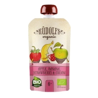 Children's puree Rudolfs Apple, strawberry, beetroot smoothie with cream 110 g (4751017943052)