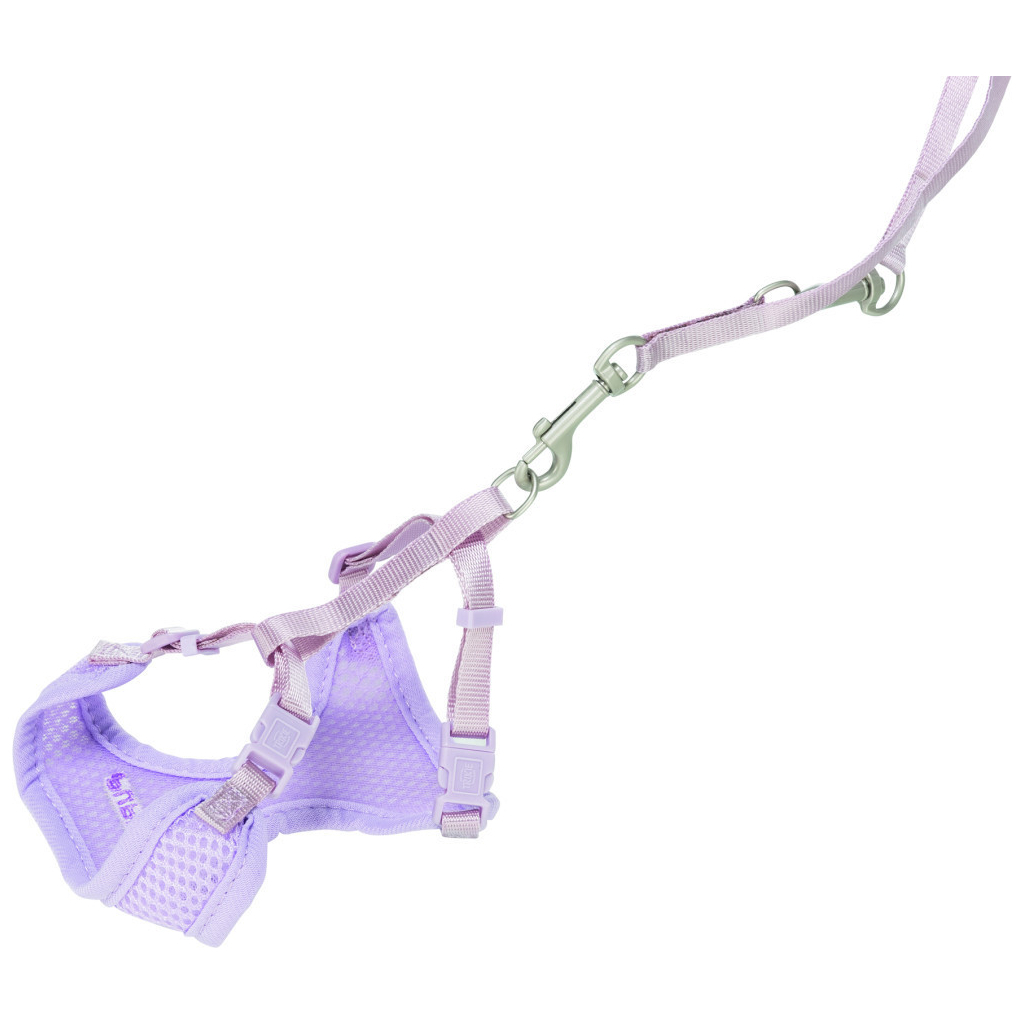 Шлея для собак Trixie з повідцем для цуценят S–M 26–34 см 10 мм світло-бузкова (4011905155647) Шлея для собак Trixie з повідцем для цуценят S–M 26–34 см 10 мм світло-бузкова (4011905155647)