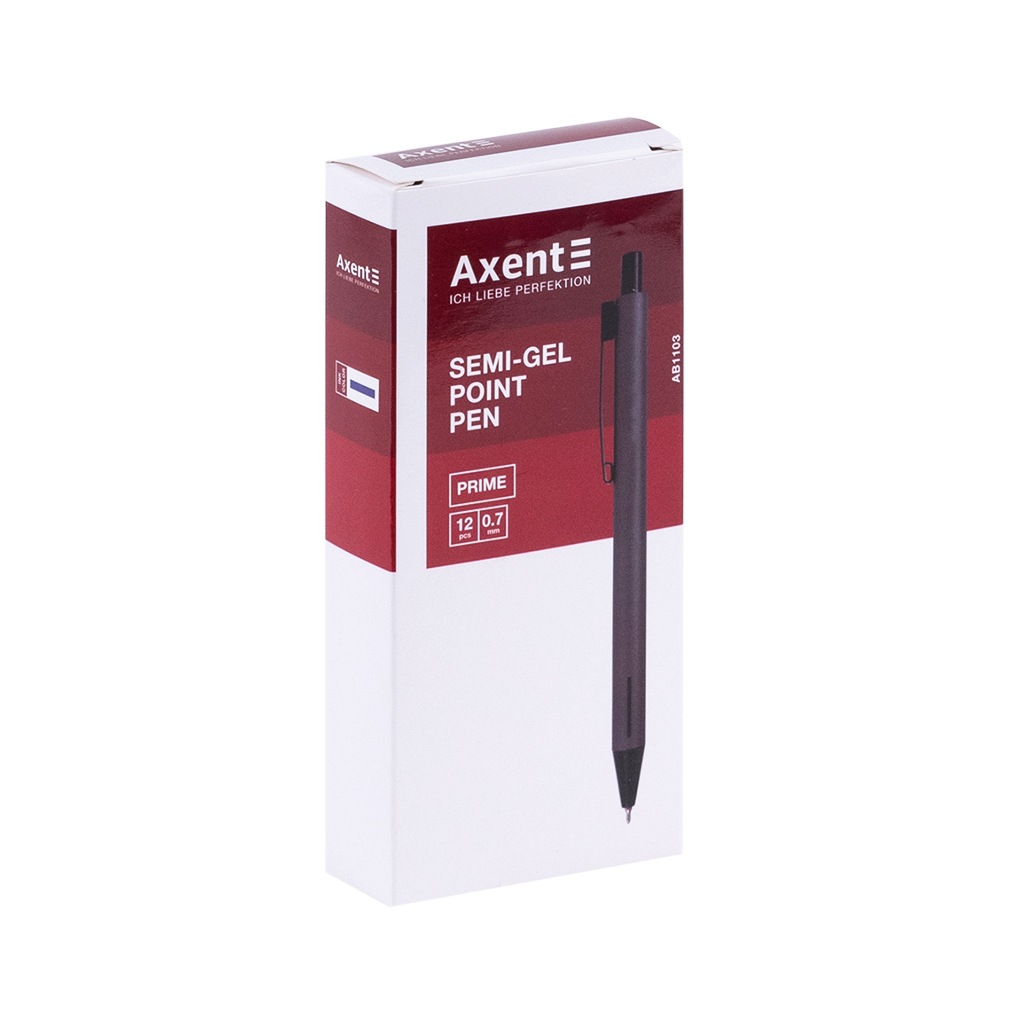 Ручка масляна Axent автоматична Prime, корпус сірий, синій (AB1103-03-02-A)