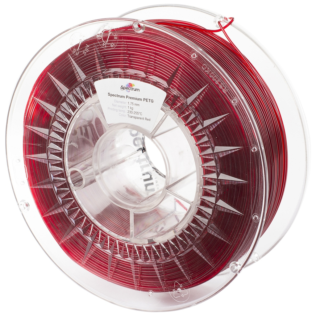 Пластик для 3D-принтера Spectrum PET-G Premium Transparent 1.75mm 1kg Red (80050)