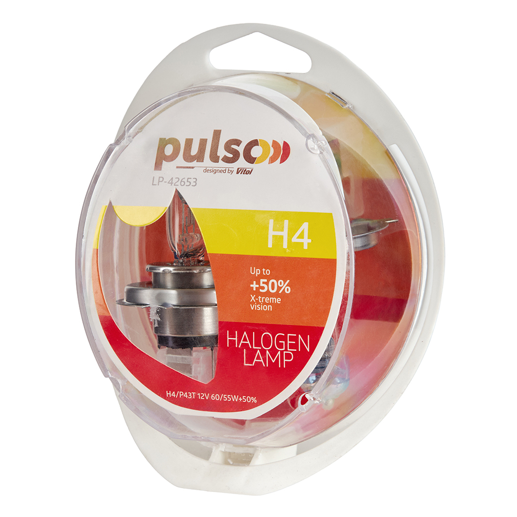 Автолампа PULSO H4/P43T 12v60/55w+50 X-treme Vision/plastic box (LP-42653) Автолампа PULSO H4/P43T 12v60/55w+50 X-treme Vision/plastic box (LP-42653)