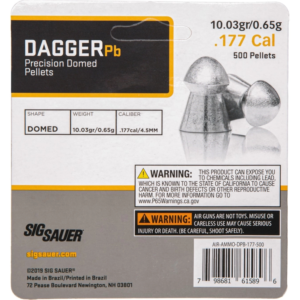 Пульки Sig Sauer Dagger 4,5 мм 0,65 г 500 шт (AIR-AMMO-DPB-177)