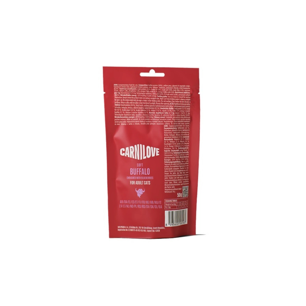 Ласощі для котів Carnilove Soft Snack Buffallo with Blueberries 50 г (8595602582563)