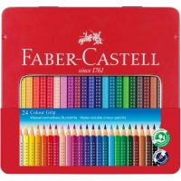 Colored pencils Faber-Castell Grip watercolor, three-sided, in a metal box 24 colors, (112423) (25578)