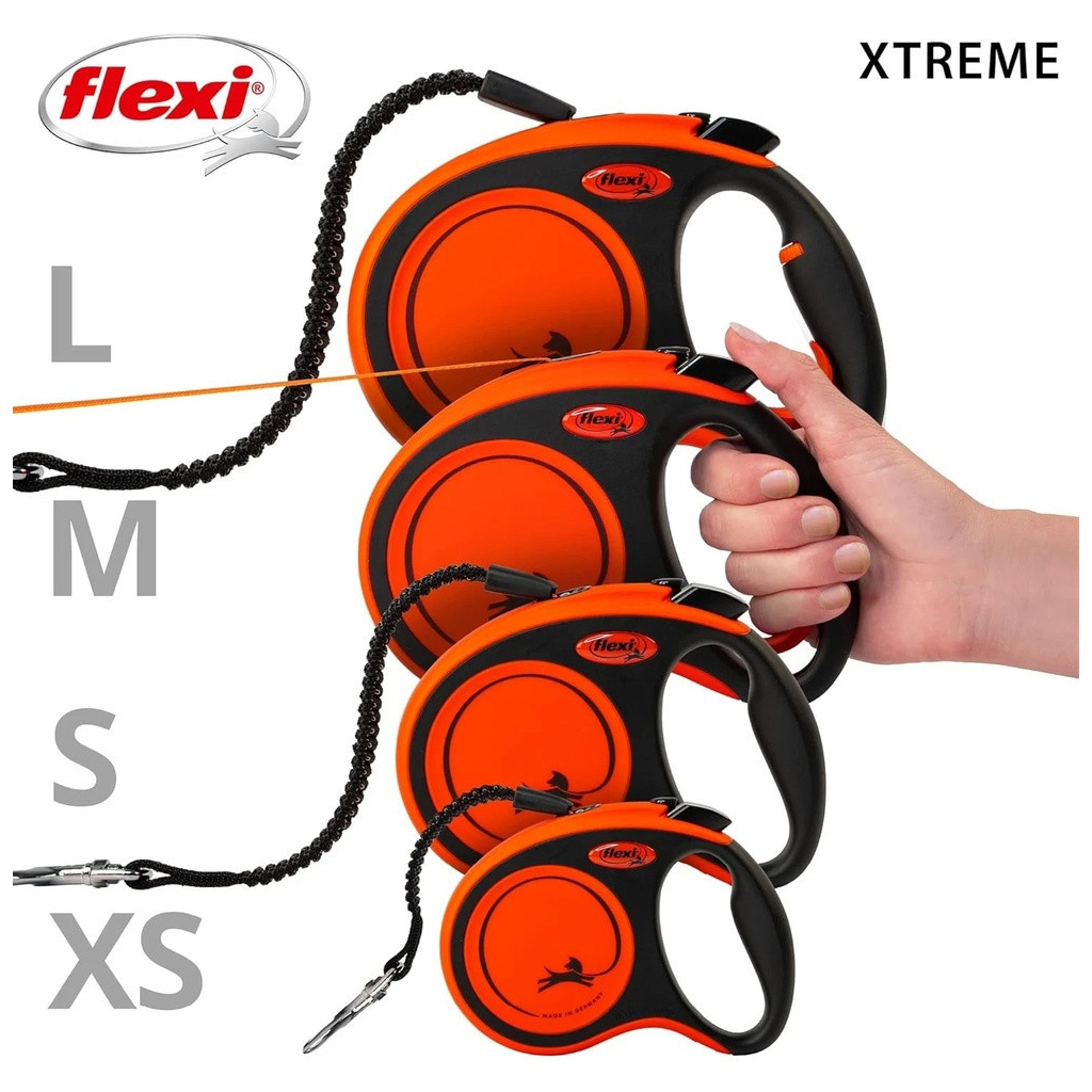 Повідець для собак Flexi Xtreme стрічка M 5 м/35 кг помаранчева (4000498034309)