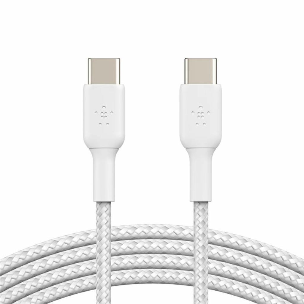 Дата кабель USB-С - USB-С, BRAIDED, 1m, white Belkin (CAB004BT1MWH)