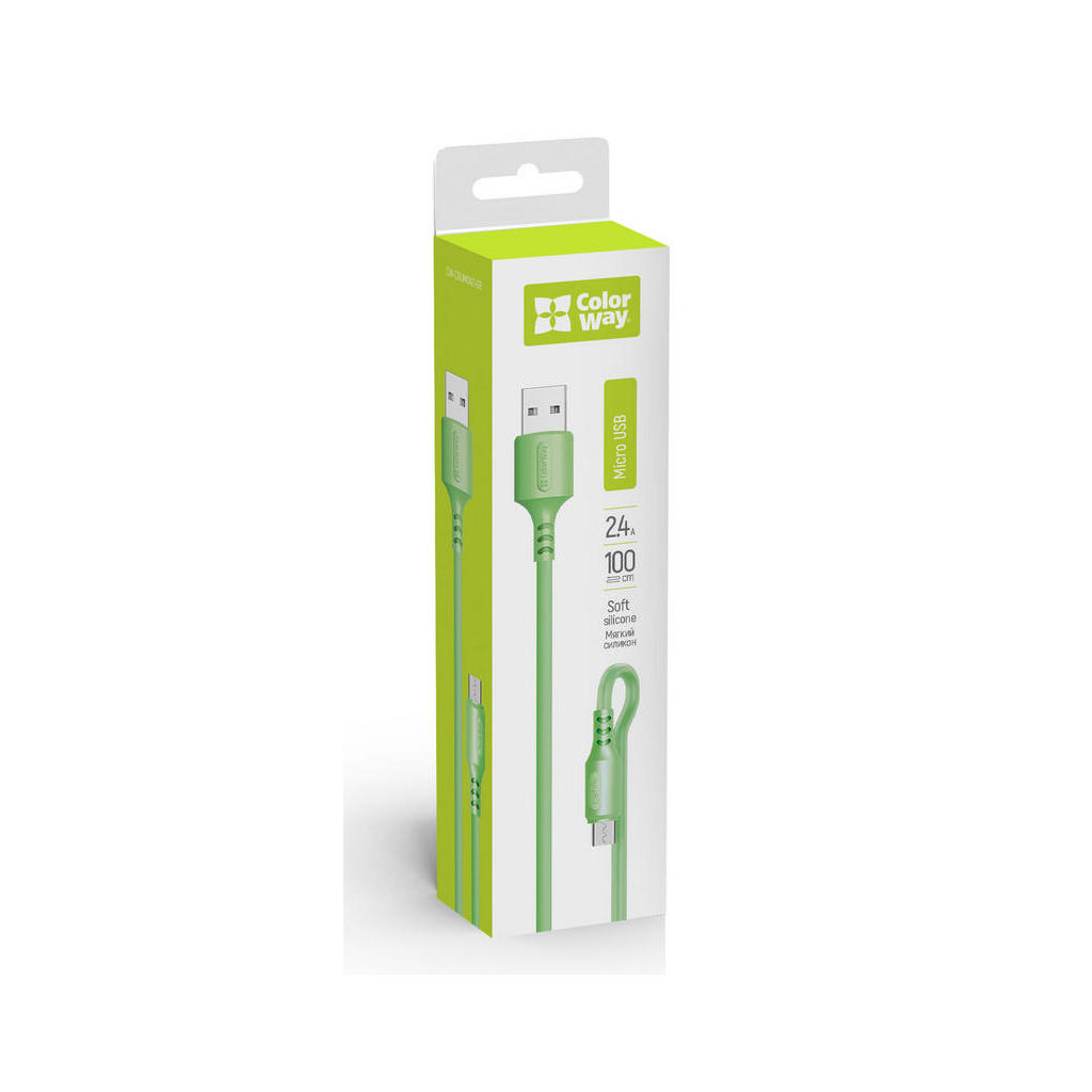 Дата кабель USB 2.0 AM to Micro 5P 1.0m soft silicone green ColorWay (CW-CBUM042-GR) Дата кабель USB 2.0 AM to Micro 5P 1.0m soft silicone green ColorWay (CW-CBUM042-GR)