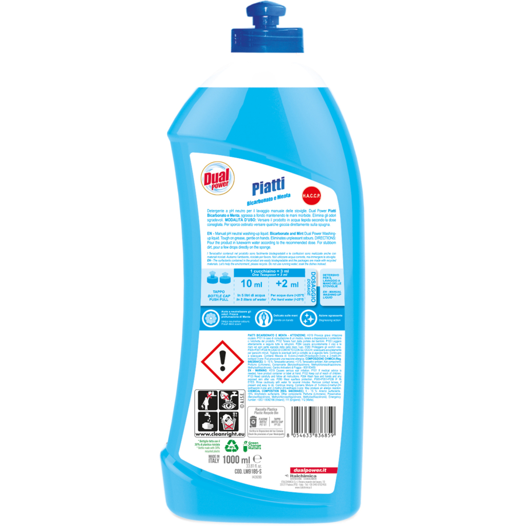 Засіб для ручного миття посуду Dual Power рідкий Сода та шавлія 1 л (8054633836859)