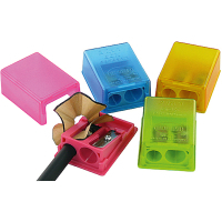 Kum Box sharpener with plastic container with two holes (2-in-1K2)