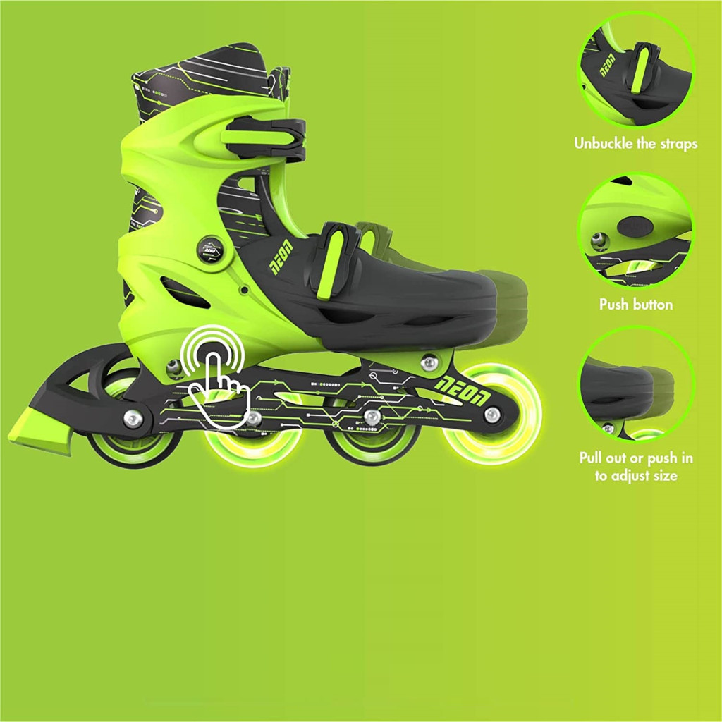 Роликові ковзани Neon Inline Green розмір 34-37 (NT08G4)