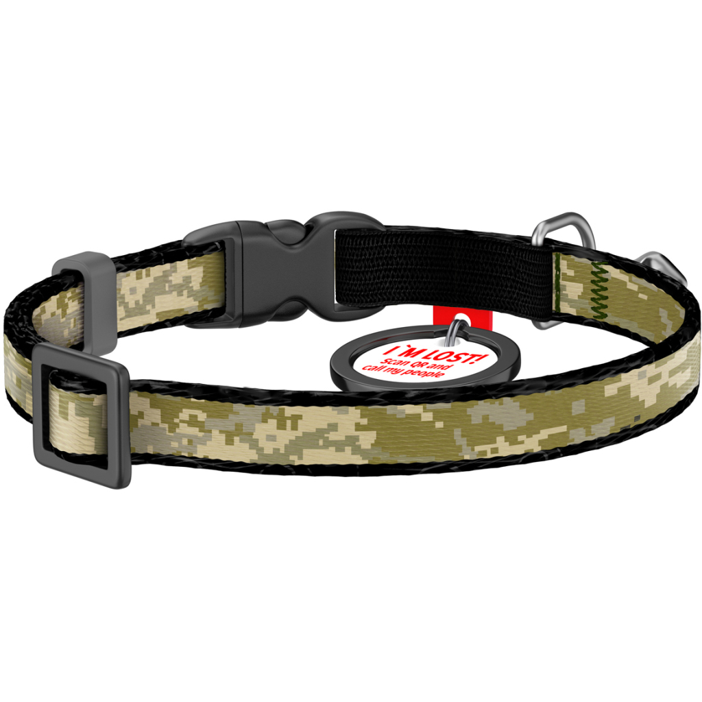 Нашийник для тварин WAUDOG Мілітарі з QR паспортом XS 20-30 см (279-4026)