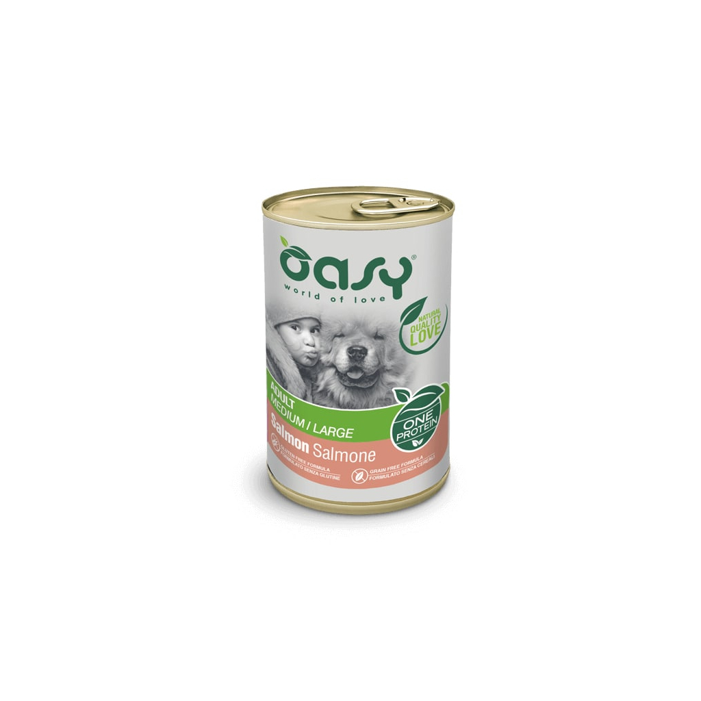 Консерви для собак OASY One Animal Protein ADULT Medium/Large з лососем 400 г (8053017342344)