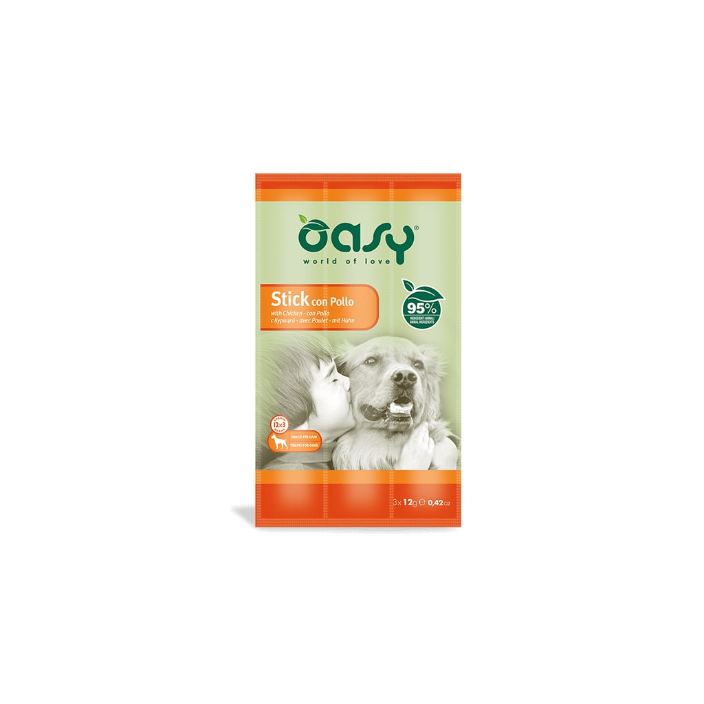 Ласощі для собак OASY Stick м'ясні палички з куркою 36 г (8054329510223)