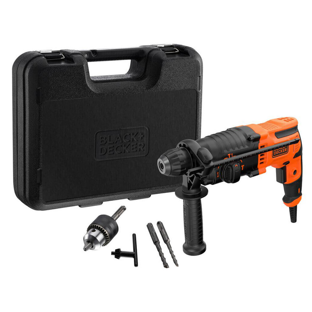 Перфоратор Black&Decker SDS-Plus, 650 Вт, 1.6 Дж, 3 режими, кейс, 3.57 кг (BEHS01)