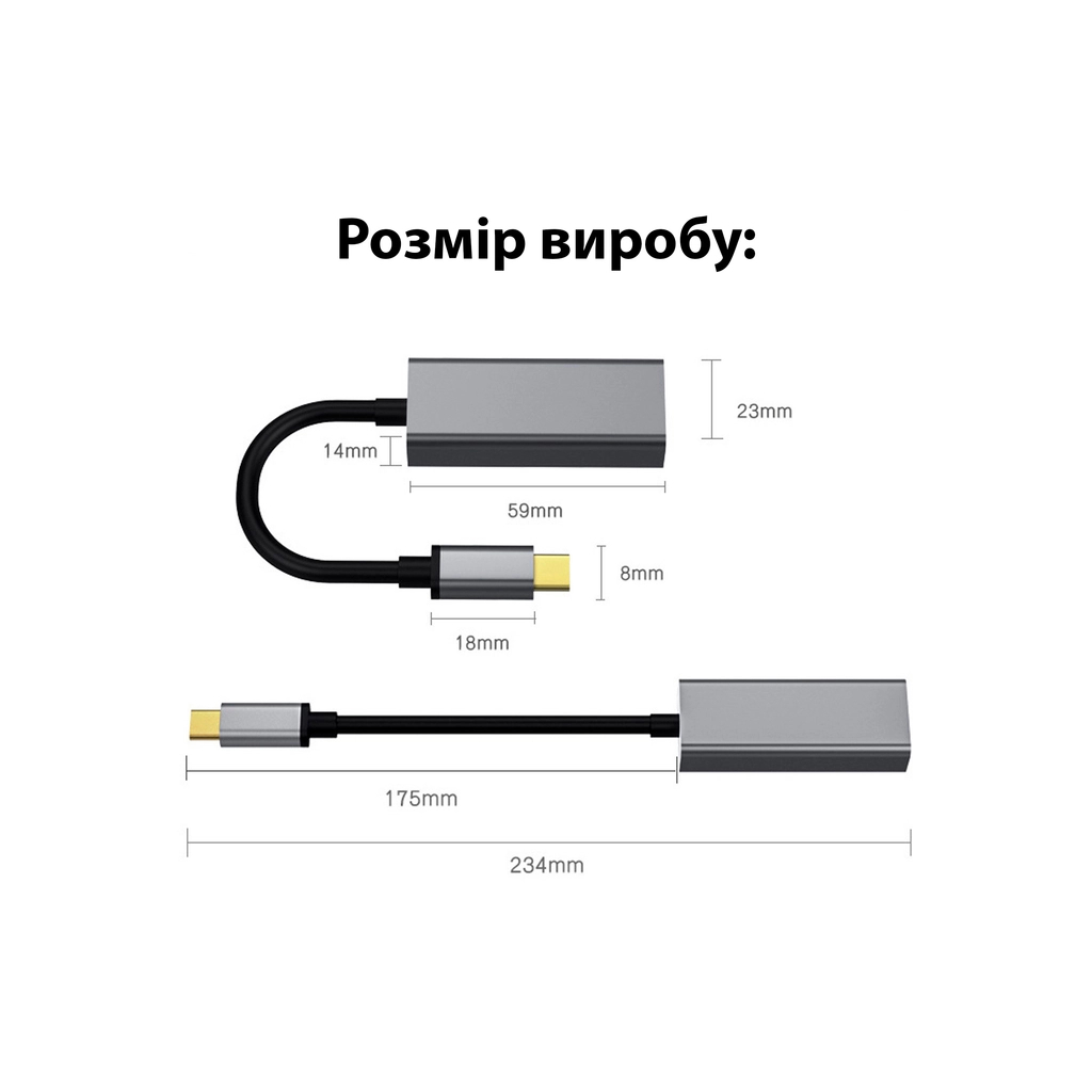 Адаптер Dynamode USB3.0 Type-C to 1000/100 Mbit/s RJ-45 (RTL8153) 0.13 m (DM-AD-GLAN-C)