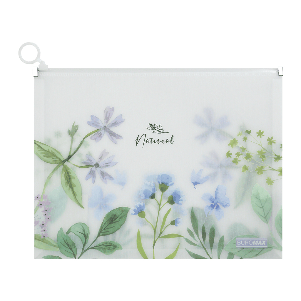 Папка - конверт Buromax на zip-блискавці А4 матовий напівпрозорий пластик, ARABESKI, блакитний (BM.3975-14)