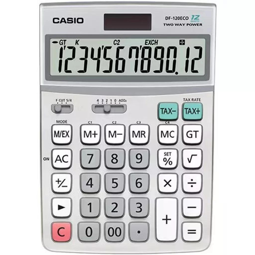 Калькулятор Casio DF-120ECO-W-EP, сірий (CALC-CAS-DF-120ECO-W)