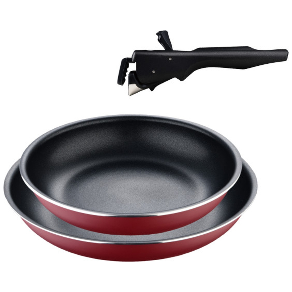 Набір сковорідок Bergner Click & cook, зі знімною ручкою, 22/26 см, червоний (BG-31605-RD)