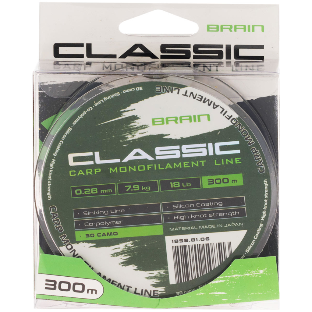 Волосінь Brain Classic Carp Line 3D (camo) 300m 0.28mm 18lb 7.9kg (1858.81.06) Волосінь Brain Classic Carp Line 3D (camo) 300m 0.28mm 18lb 7.9kg (1858.81.06)