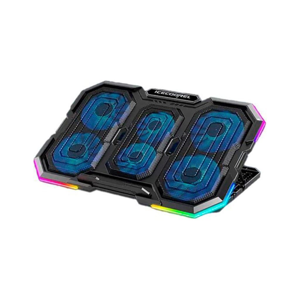 Підставка до ноутбука IceCoorel 14-18", 4*95mm 1200 RPM + 2*70mm 2500 RPM, 2*USB, 400x260x30mm, RGB (N6)