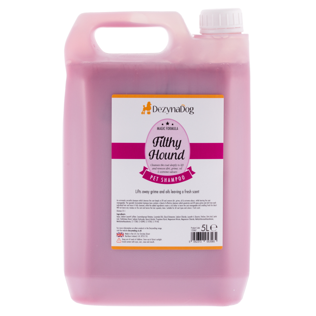 Шампунь для тварин Dezynadog Filthy Hound Deep Clean для глибокого очищення брудної шерсті, з ароматом Пармської Фіалки 5 л (5052372053585)