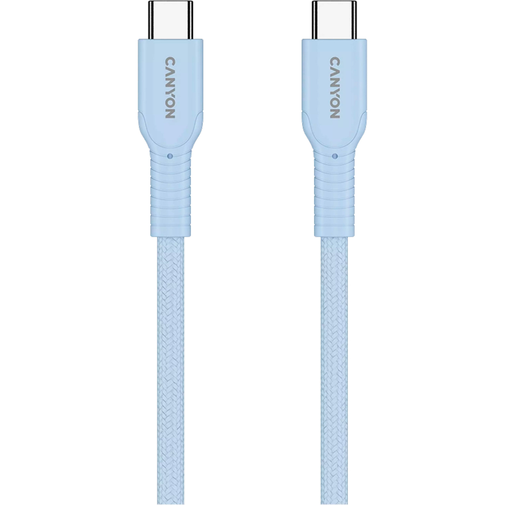 Дата кабель USB-C to USB-C 1.0m OnWire 60CL C-C 60W COLOR Braided 1m Light Blue Canyon (CND-CCAP60AB10LBL)