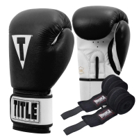 Boxing gloves Title Premier Leather Black/White M 12 oz (TSBG2 M BK/WH)