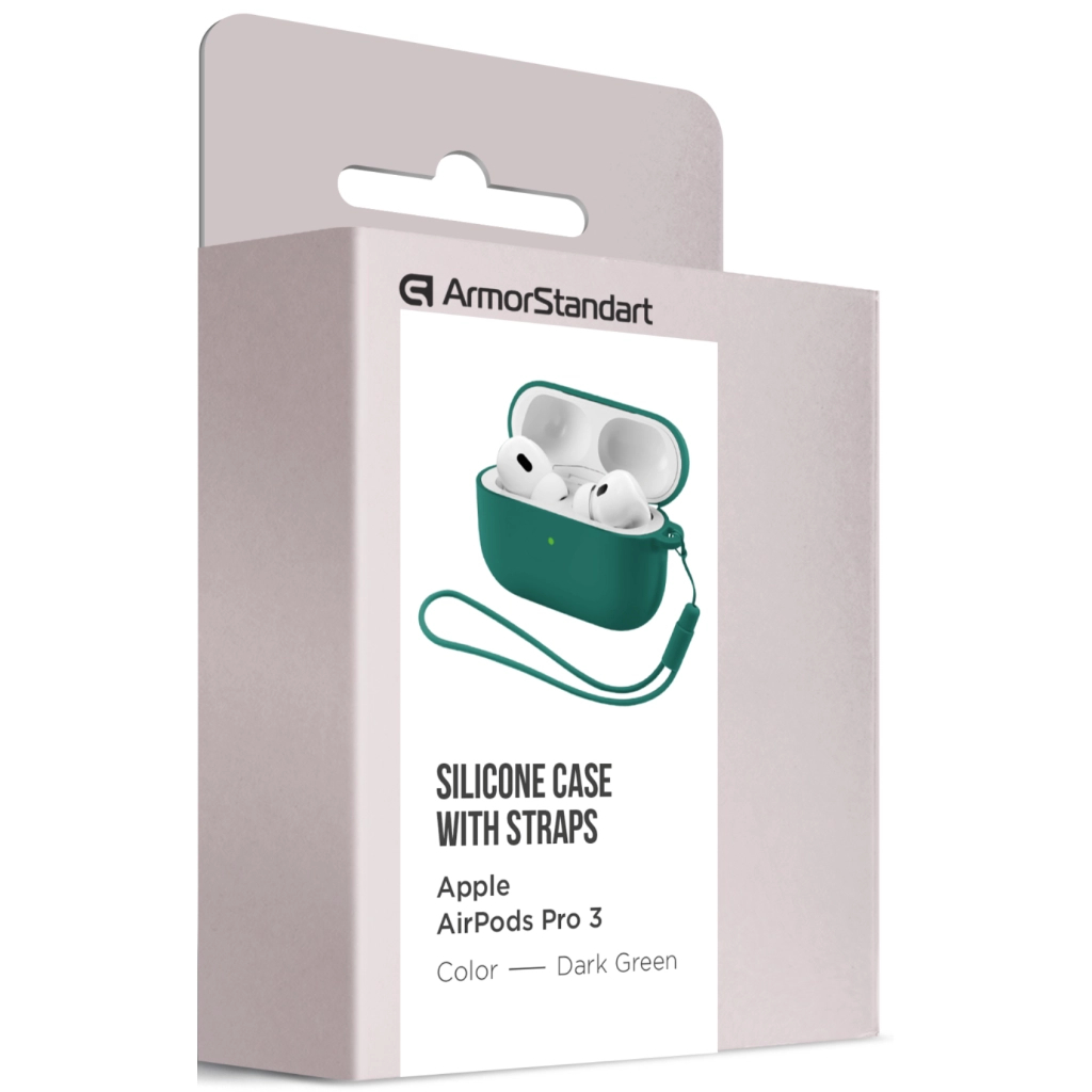 Чохол для навушників Armorstandart Silicone Case для Apple Airpods Pro 3 Dark Green (ARM88293) Чохол для навушників Armorstandart Silicone Case для Apple Airpods Pro 3 Dark Green (ARM88293)