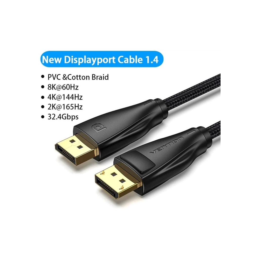 Кабель мультимедійний DisplayPort M to DisplayPort M 1.0m 8K60Hz black Vention (HCCBF) Кабель мультимедійний DisplayPort M to DisplayPort M 1.0m 8K60Hz black Vention (HCCBF)