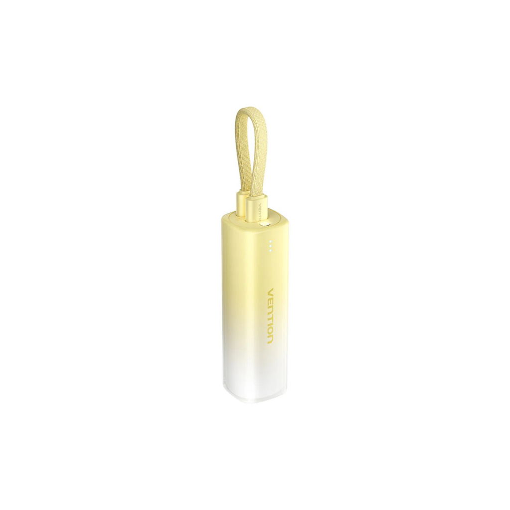Батарея універсальна Vention 5000mAh 20W PD, USB-C In/Out, Lightning In/Out, with cable, Gradient Yellow (FHWY0)