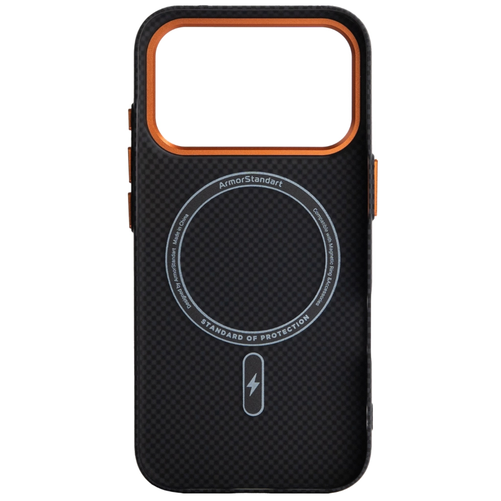 Чохол до мобільного телефона Armorstandart LikeCarbon2 SE MagCase Apple iPhone 17 Pro Kevlar Black Orange (ARM89164)
