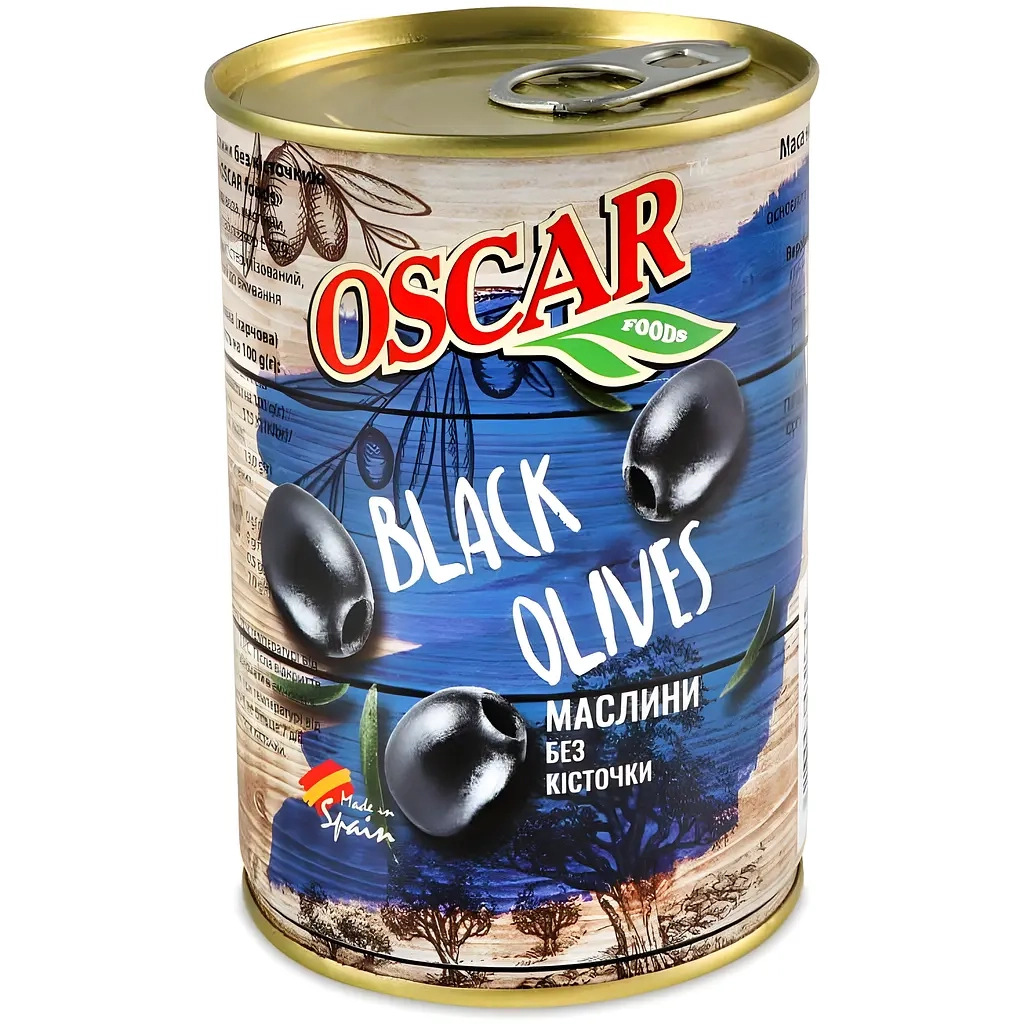 Овочева консервація Oscar foods Маслини без кісточки 400 г (8413552051345)