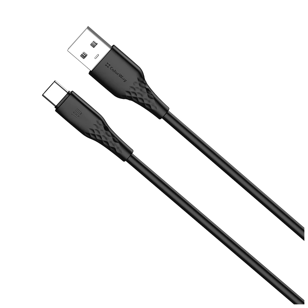 Дата кабель USB 2.0 AM to USB-C 1.0m 3A textured PVC black ColorWay (CW-CBUC094-BK) Дата кабель USB 2.0 AM to USB-C 1.0m 3A textured PVC black ColorWay (CW-CBUC094-BK)