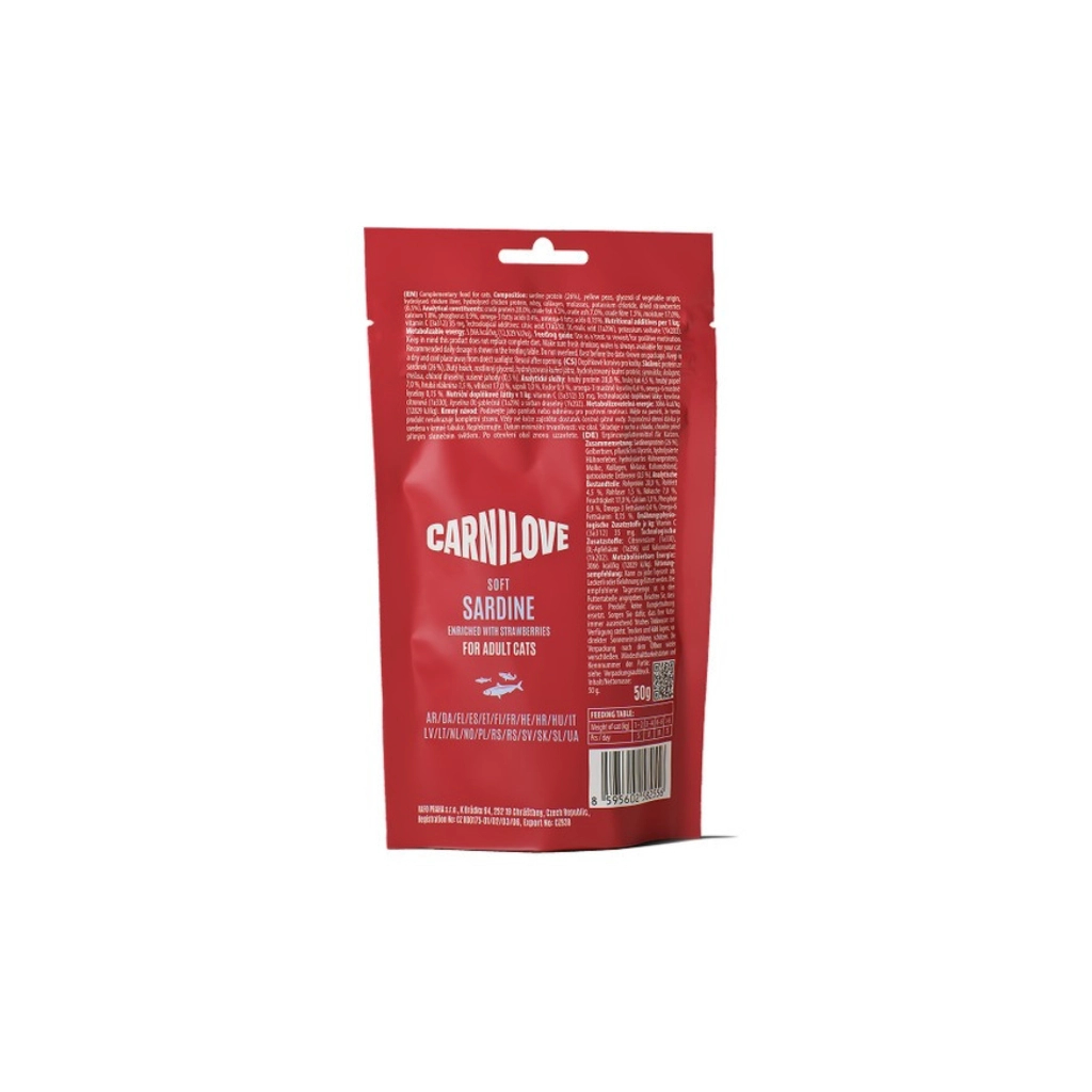 Ласощі для котів Carnilove Soft Snack Sardine with Strawberry 50 г (8595602582556)