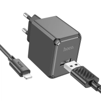 Зарядний пристрій HOCO CS11A USB + cable USB to Lightning black (6942007603560)
