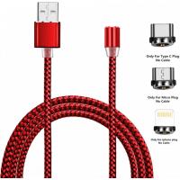 Дата кабель USB 2.0 AM to Lightning + Micro 5P + Type-C 1.2m Magneto red XoKo (SC-350MGNT-RD)
