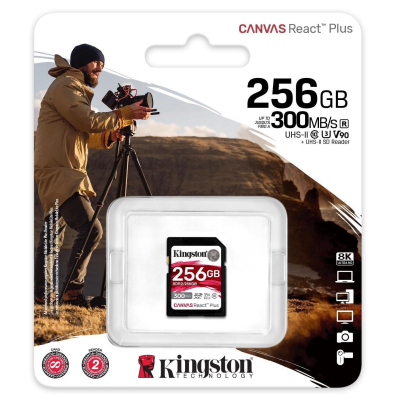 Карта пам'яті Kingston 256GB SDXC class 10 UHS-II U3 Canvas React Plus (SDR2/256GB)