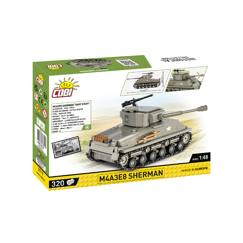 Конструктор Cobi Друга Світова Війна Танк M4 Шерман, 320 деталей (COBI-2711) Конструктор Cobi Друга Світова Війна Танк M4 Шерман, 320 деталей (COBI-2711)