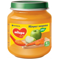 Дитяче пюре Milupa Яблуко та морква з 6 місяців 125 г (5900852051463)