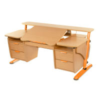 Desk Pondi Ergonomic transformer with 2 cabinets Beech-orange (BK411OR)