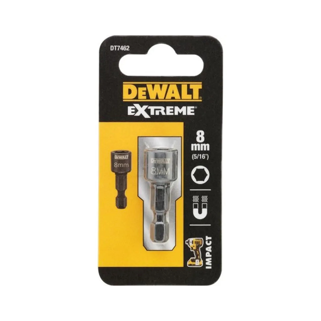 Головка магнітна DeWALT магнітна EXTREME Impact 1/4" х8 мм, шестигранна (DT7462)