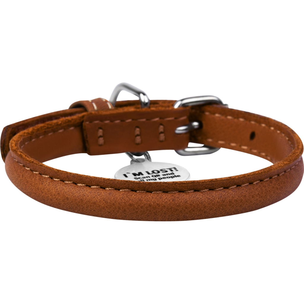Нашийник для тварин WAUDOG Soft з QR паспортом круглий Д 6 мм Д 17-20 см коричневий (22306)