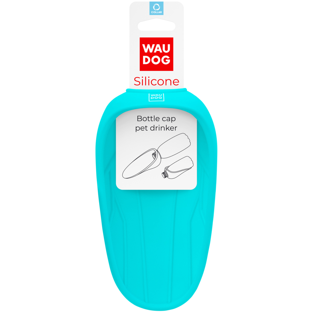 Універсальний посуд для тварин WAUDOG Silicone Поїлка-насадка на пляшку 165х90 мм блакитна (50772)