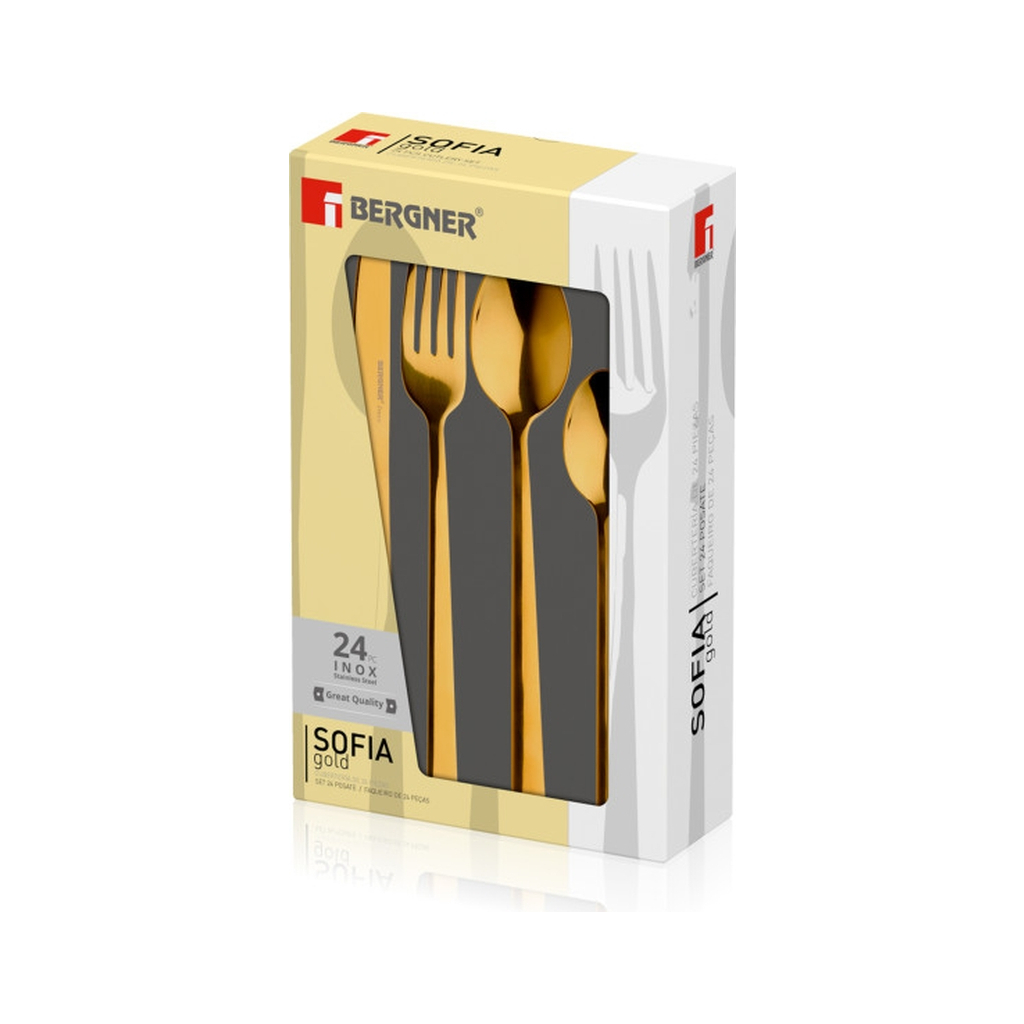 Набір столових приборів Bergner Sofia gold 24 предмета (BG-45143-GD) Набір столових приборів Bergner Sofia gold 24 предмета (BG-45143-GD)