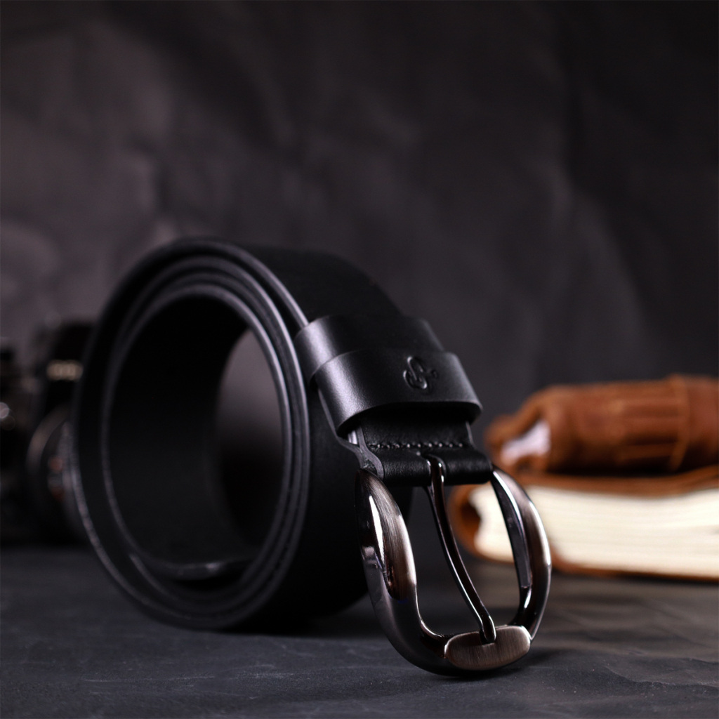 Ремінь Grande Pelle Під джинси з натуральної шкіри Чорний (11691)