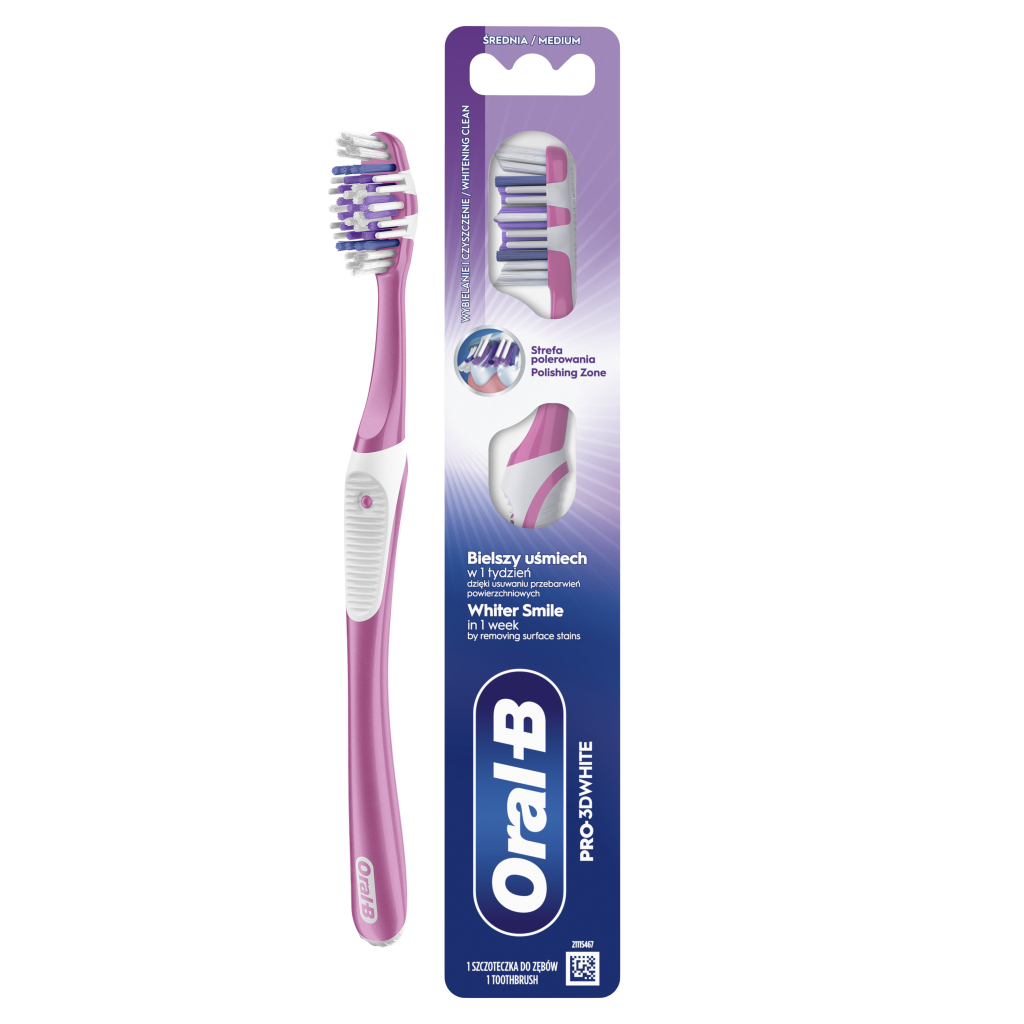 Зубна щітка Oral-B Pro 3D White Відбілювання Середньої жорсткості 1 шт. (8700216459518)