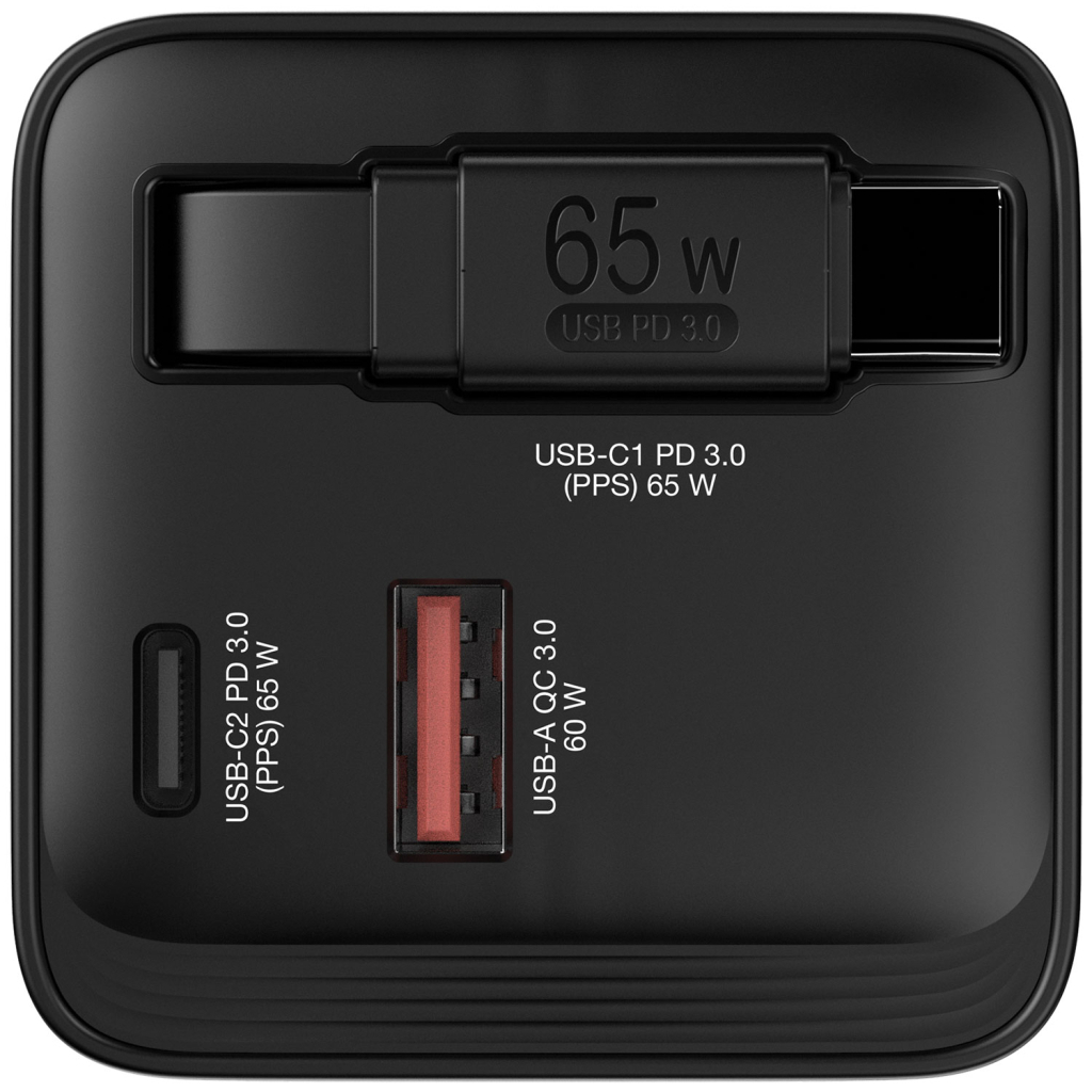 Зарядний пристрій Verbatim GaN 65 W 2 ports (USB-C/1xUSB-A) (32217)