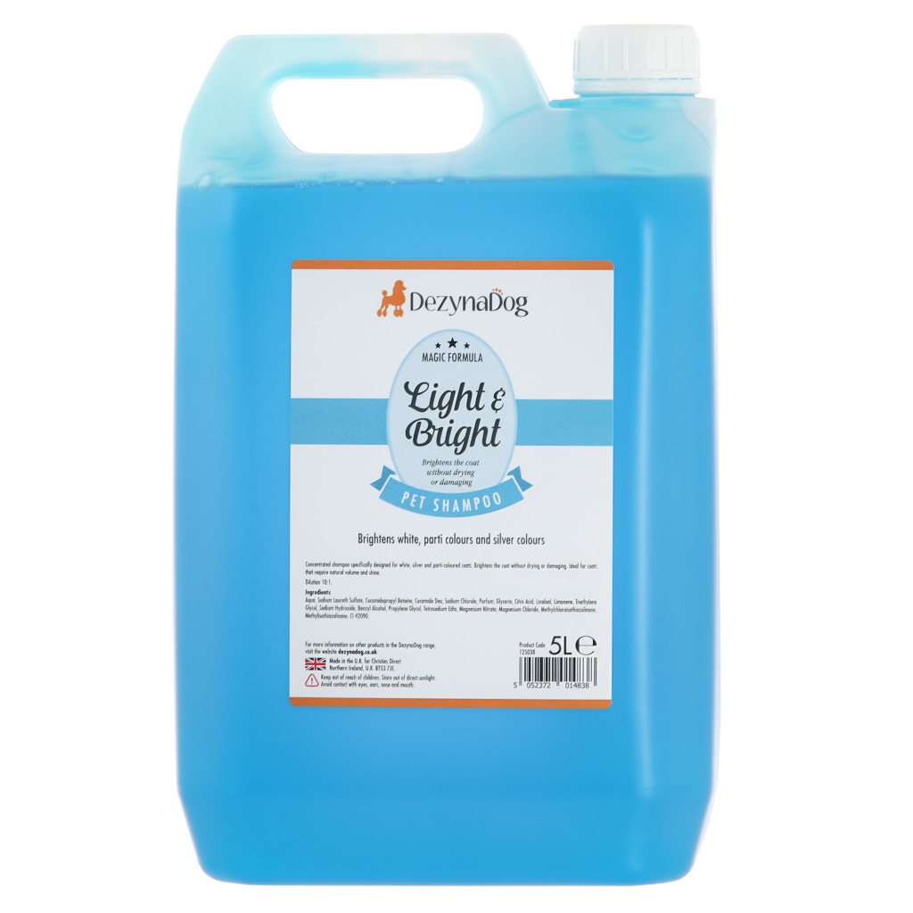 Шампунь для тварин Dezynadog Light Bright White Coat Colour Enchance для посилення кольору і блиску 5 л (5052372014838)