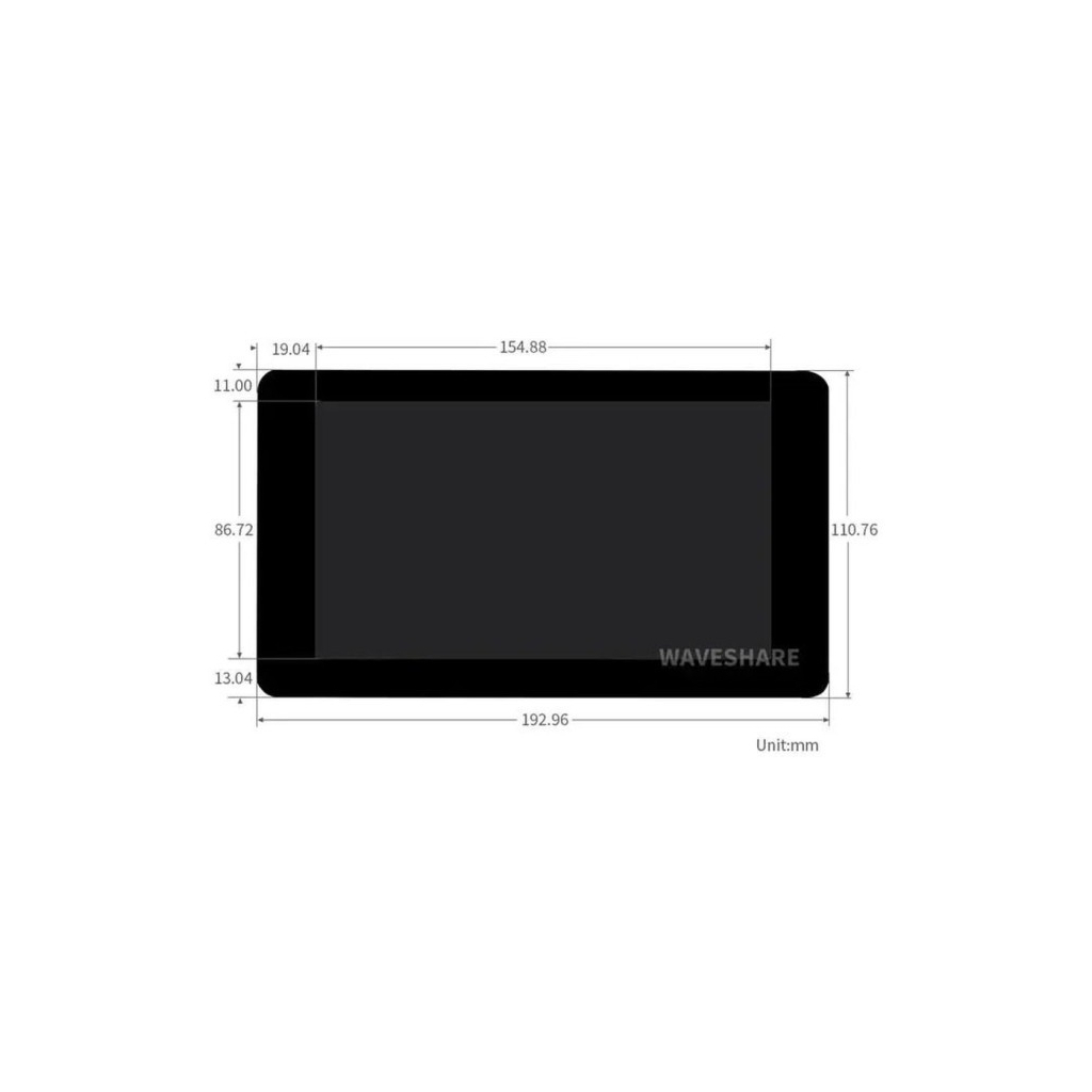 Екран для Мікро ПК Waveshare Екран Waveshare 7" 1024x600 LCD IPS Capacitive TS DSI для Raspberry Pi (RJ010)
